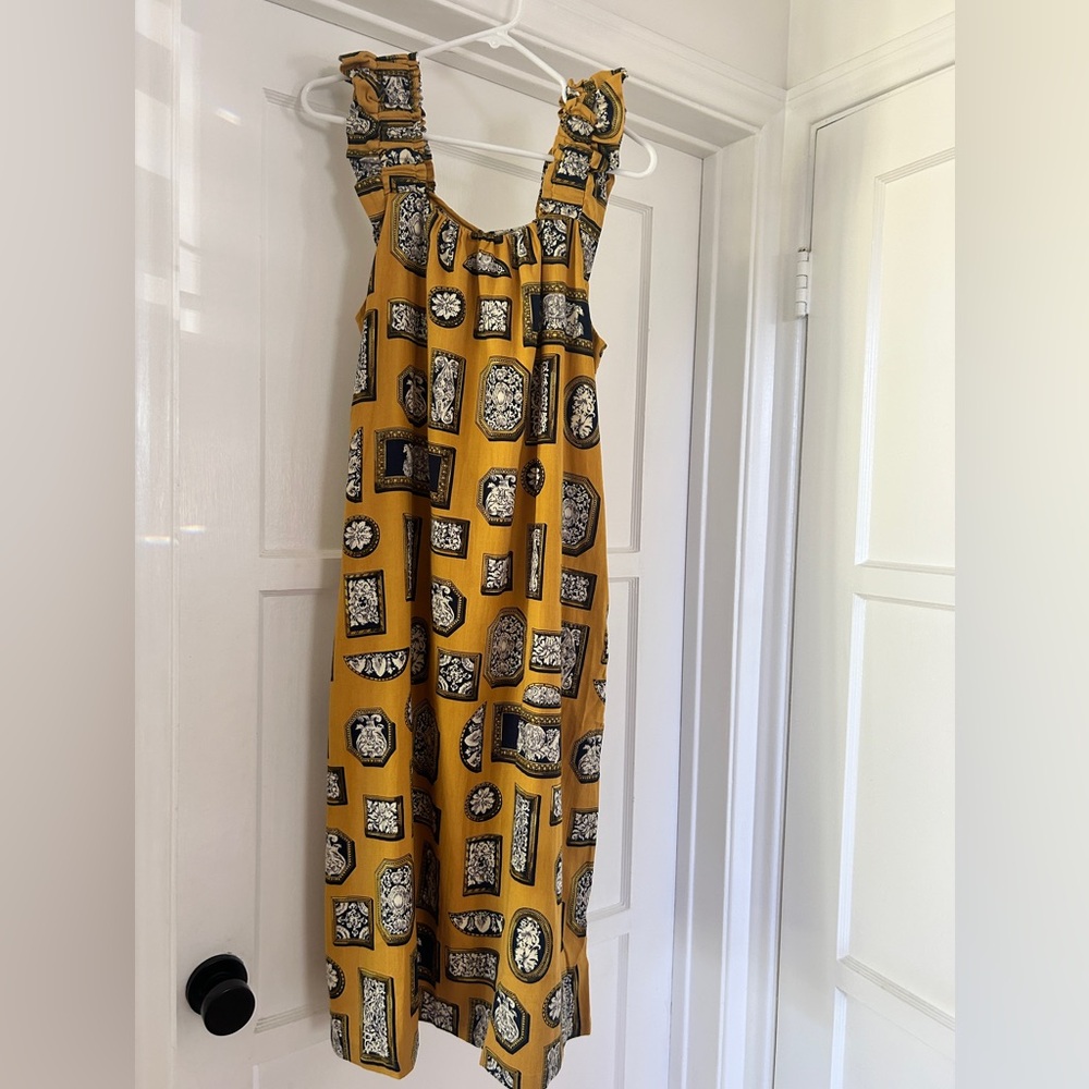 Japanese Fashion Brand Emerald Motel Sleeveless Patterned Shift Dress w Pockets
